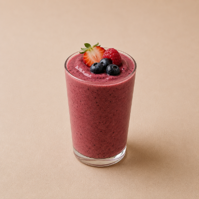 Mixed berry smoothie in a tall glass